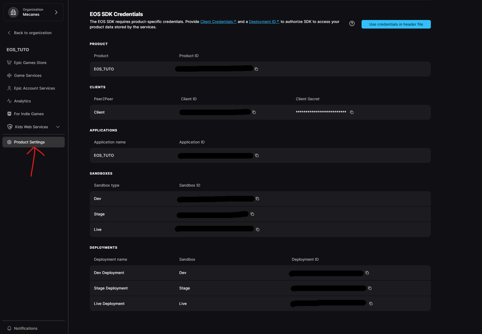 Credentials location